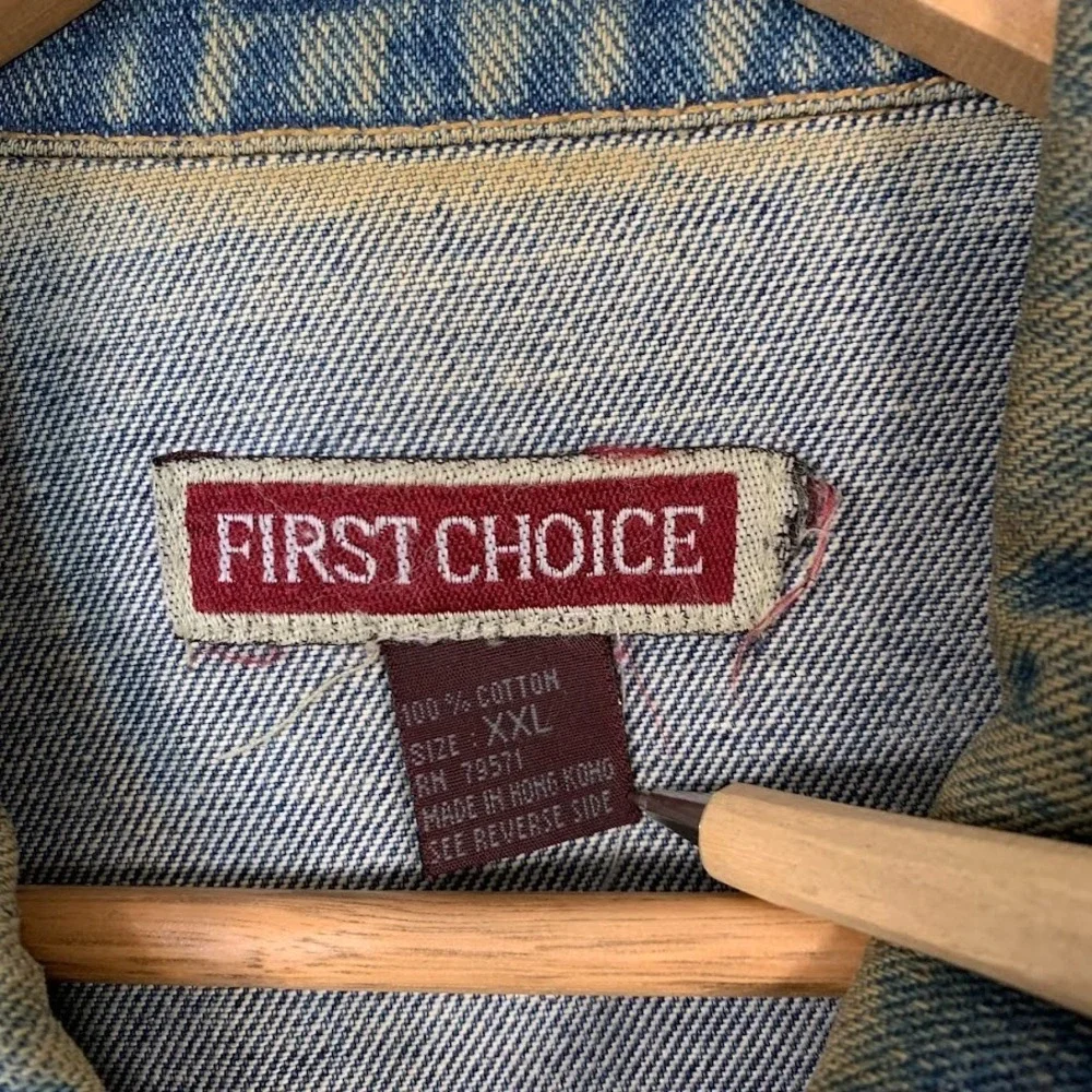 Vtg First Choice Nascar Cafe Smoky Mountains Embroidered Denim‎ Jacket Size XXL
